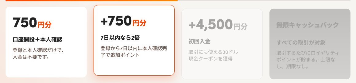 OQtimaの口座開設+本人確認で750円分・7日以内なら+750円分